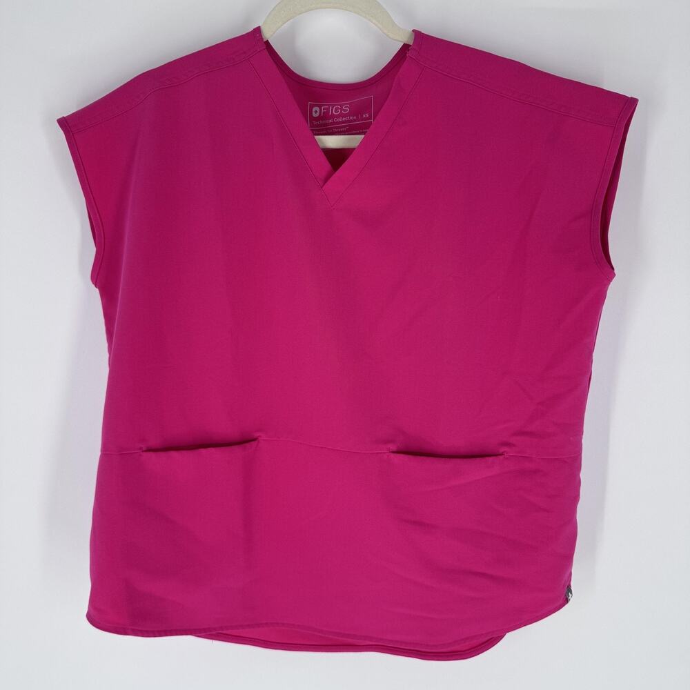 FIGS Sleeveless Scrub Top Womens XS Pink Technical Collection V Neck Two Pockets